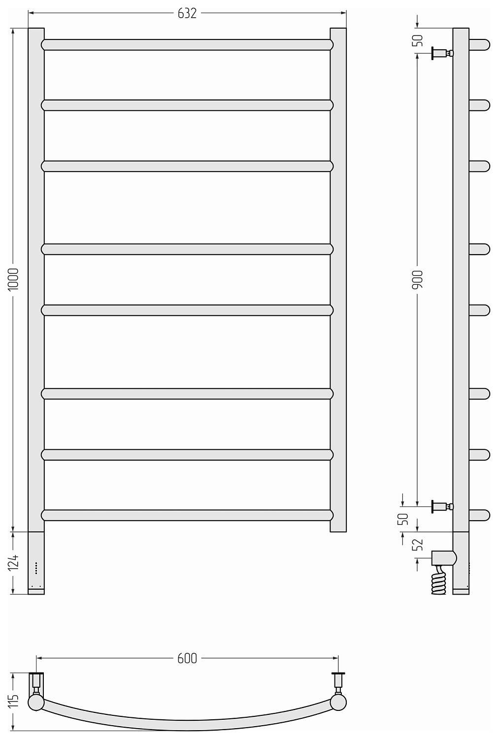 Полотенцесушитель электрический Сунержа Галант 3.0 632x1124 мм левый матовое золото 032-5800-1060
