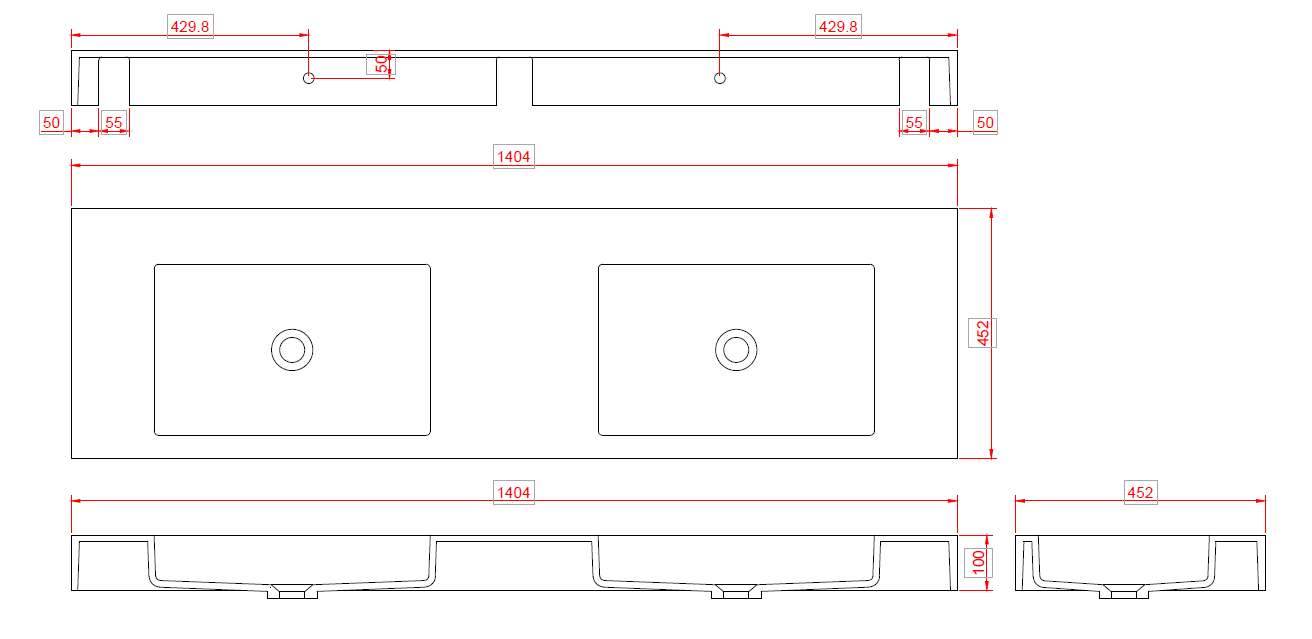 Раковина подвесная Armadi Art Flat 140.4х45.2х10 см белая 888-140