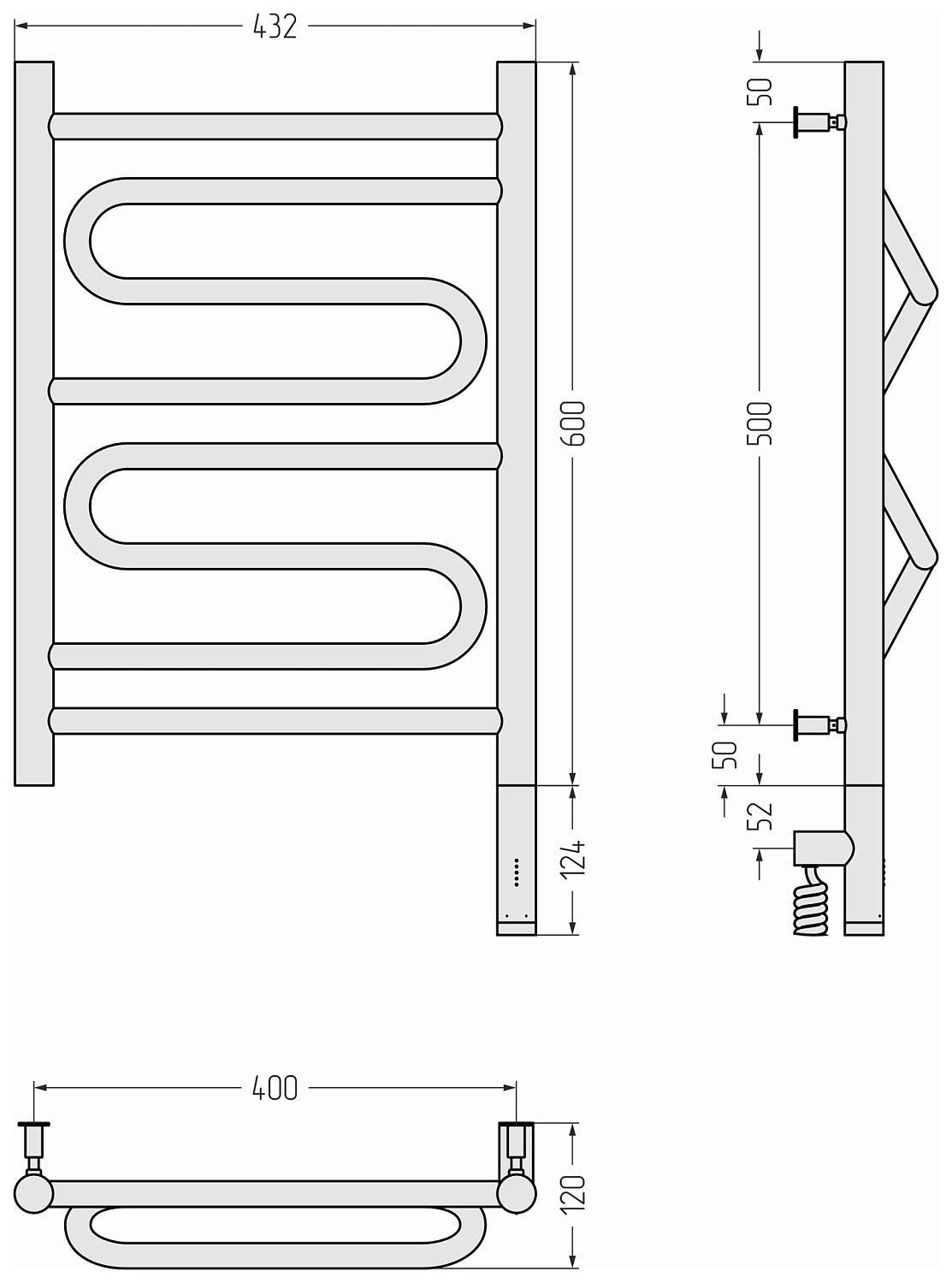 Полотенцесушитель электрический Сунержа Элегия 3.0 432x724 мм правый золото 03-5819-6040
