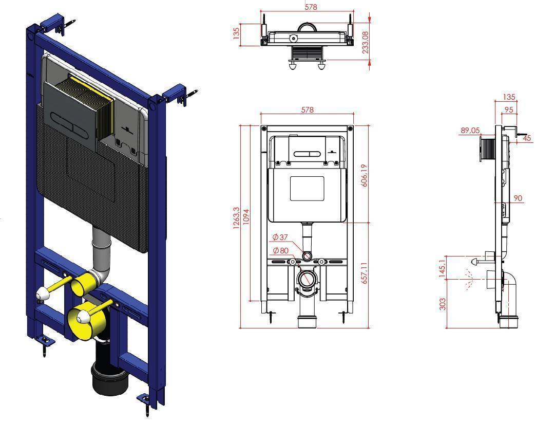 Инсталляция для унитаза Allen Brau Project Color 57.8x23.3x126.33 см синий/белый 9.1PR10.20