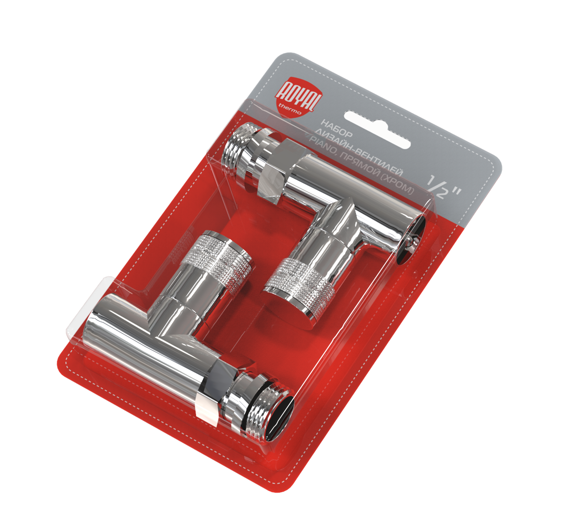 Набор дизайн-вентилей Royal Thermo PIANO прямой 1/2 хром RTE 50.033