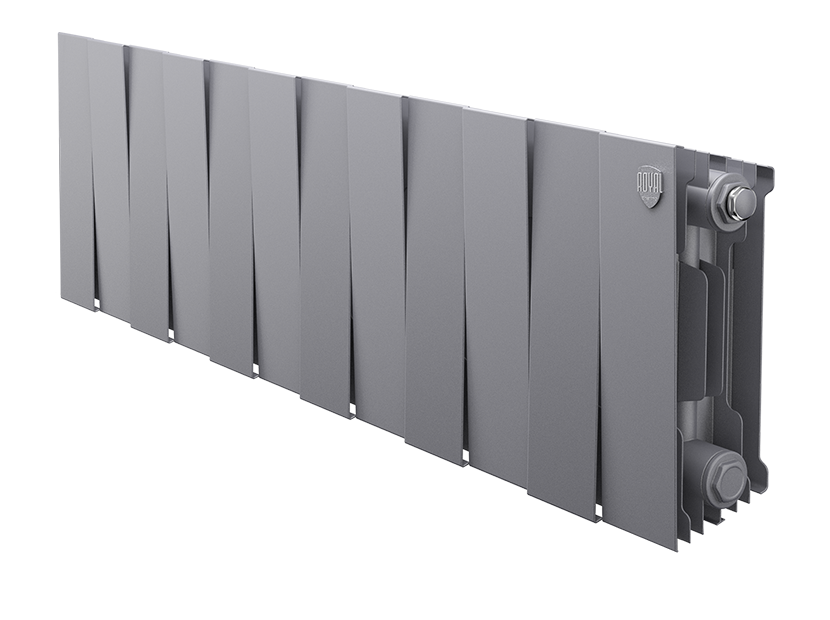 Радиатор биметаллический Royal Thermo PianoForte 200 Silver Satin 12 секций боковое подключение НС-1346021