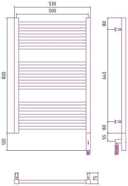 Полотенцесушитель электрический Сунержа Модус 3.0 500x800 мм правый темный титан муар 15-5701-8050