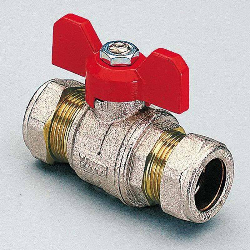 Кран шаровый обжимной Tiemme 2140 18 мм с бабочкой 2140006