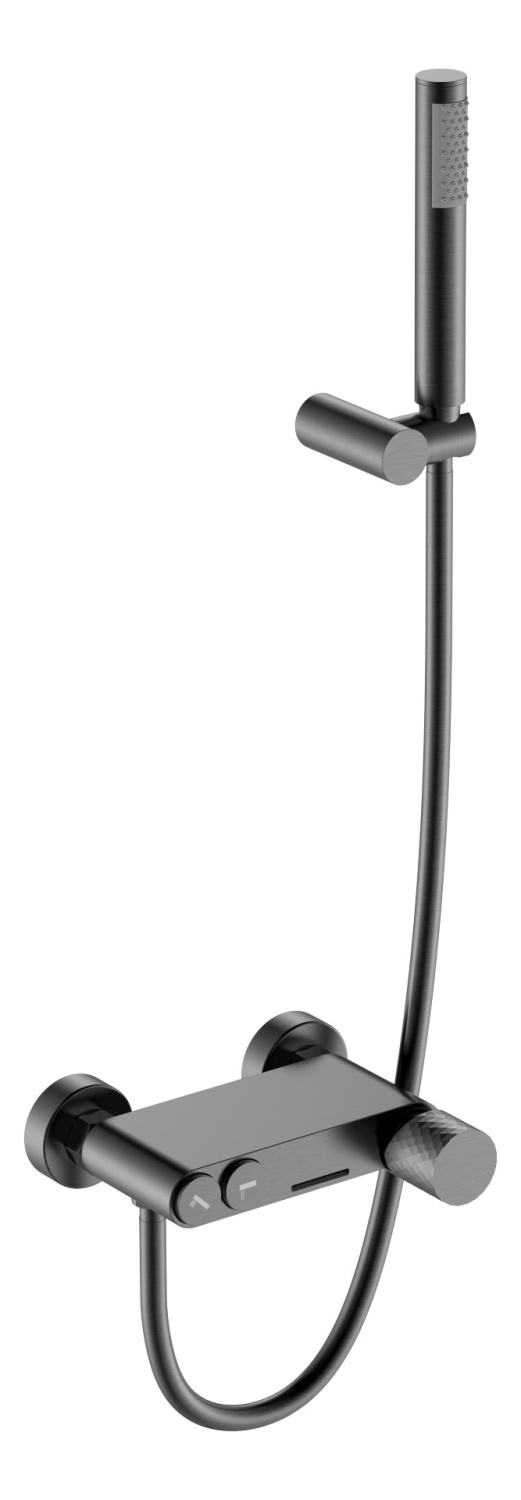 Смеситель для ванны Boheme Stick Diamond с душевым комплектом оружейная сталь 123-GM