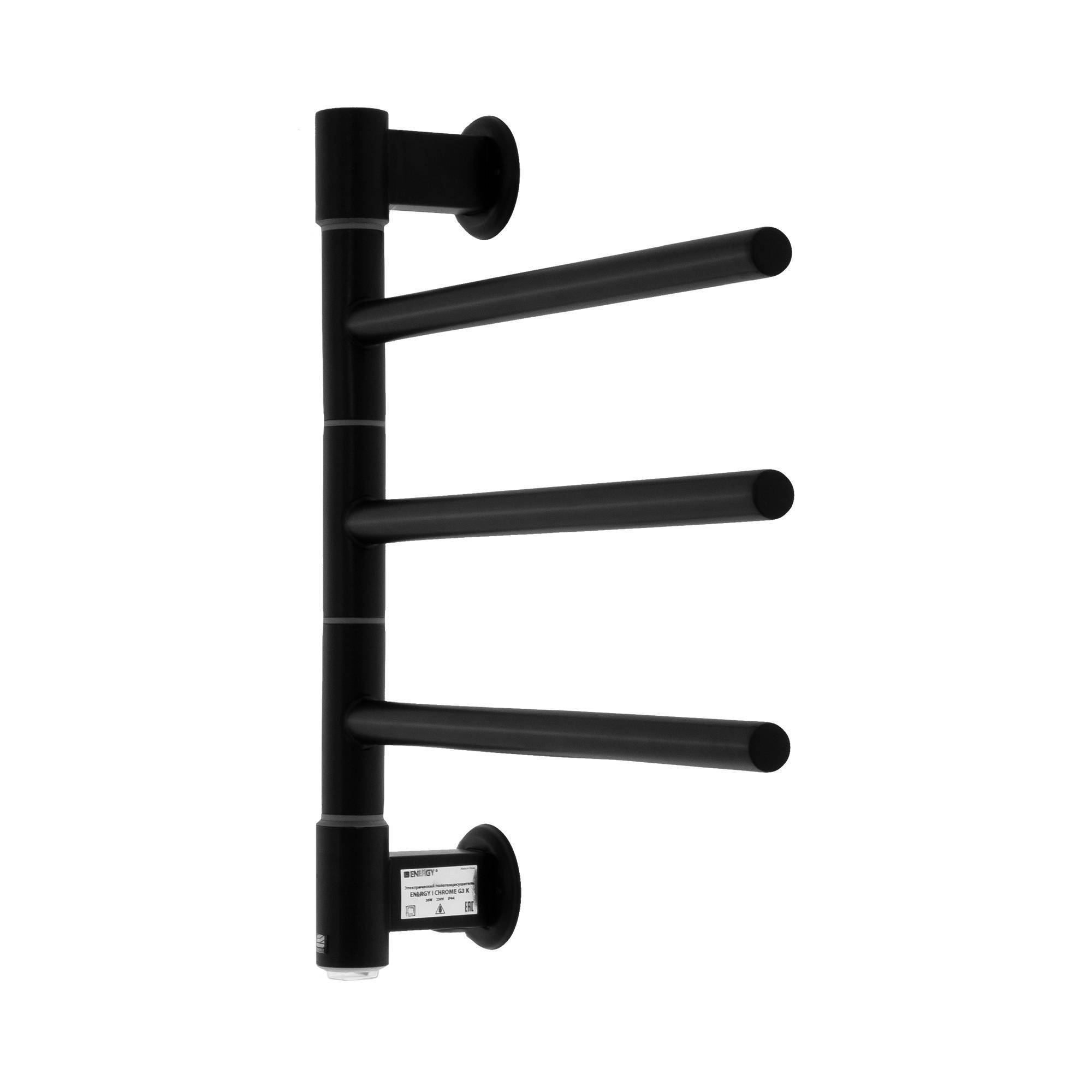 Полотенцесушитель электрический Energy I chrome G3K RAL 9005 EETR00IG3K0000R905M