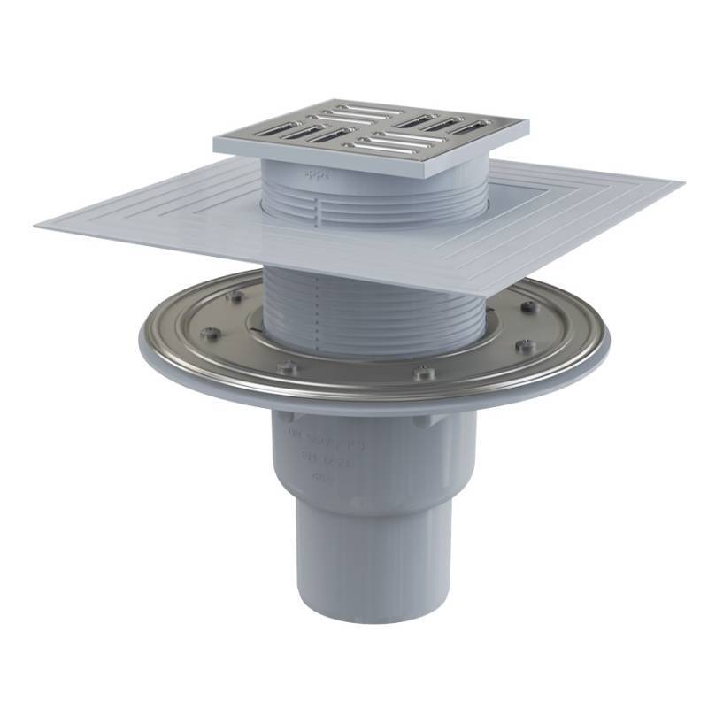 Трап для душа Alca 105х105 мм вертикальный выпуск 50/75 мм комбинированный затвор APV2324