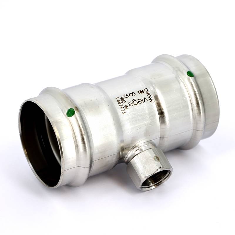 Тройник пресс Sanpress Inox Viega нержавеющая сталь 54х1/2х54 мм ВР 437237