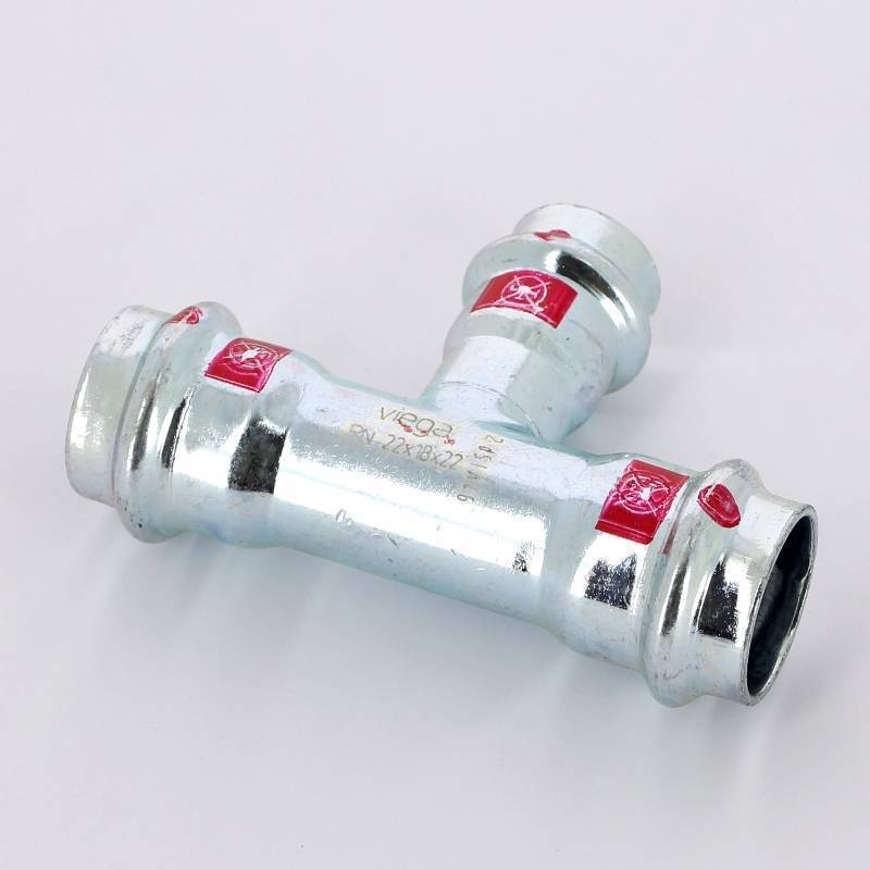 Тройник пресс Viega Prestabo оцинкованная сталь 22х18х22 мм 558703