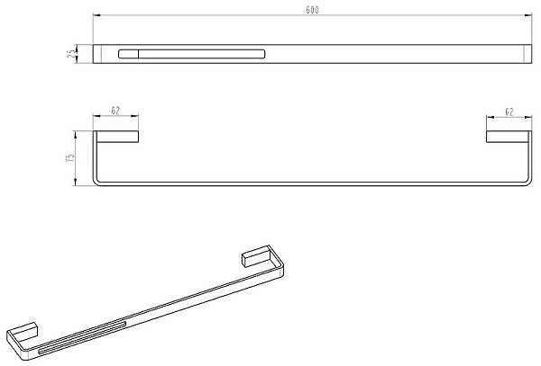 Полотенцедержатель Boheme Q подвесной shine gun metal 10942-SGM