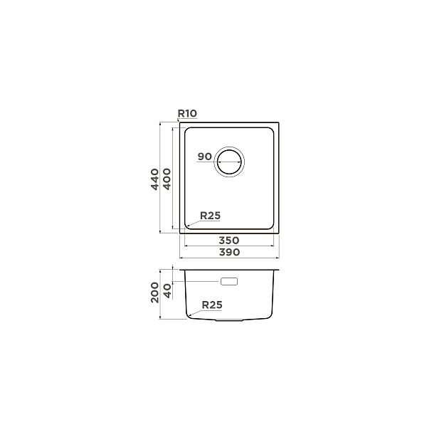 Кухонная мойка Omoikiri Tadzava 39-U/I-GM 39x44 см вороненая сталь 4993079