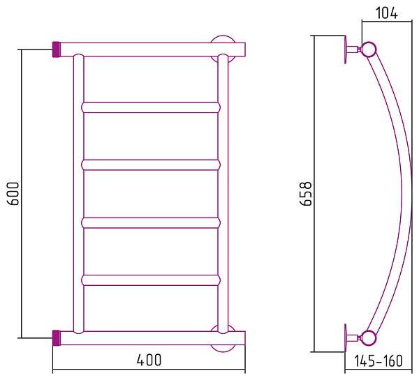 Полотенцесушитель водяной Стилье Минор 0602 40x60 см 00602-6040