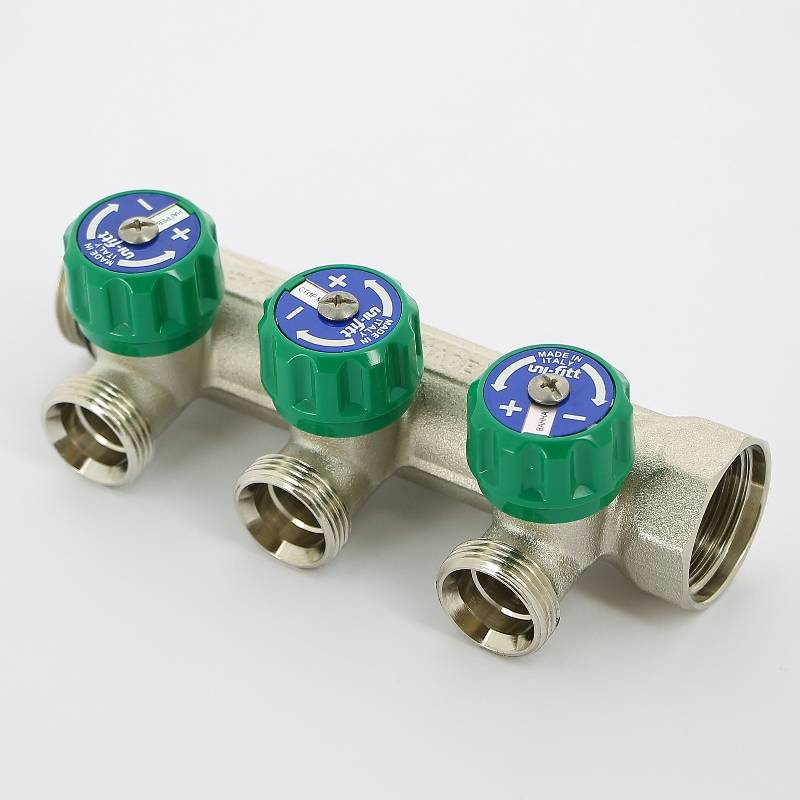 Коллектор с вентилями Uni-Fitt 1 НВ 3 выхода 3/4 EK 90° 50 мм 410N4330