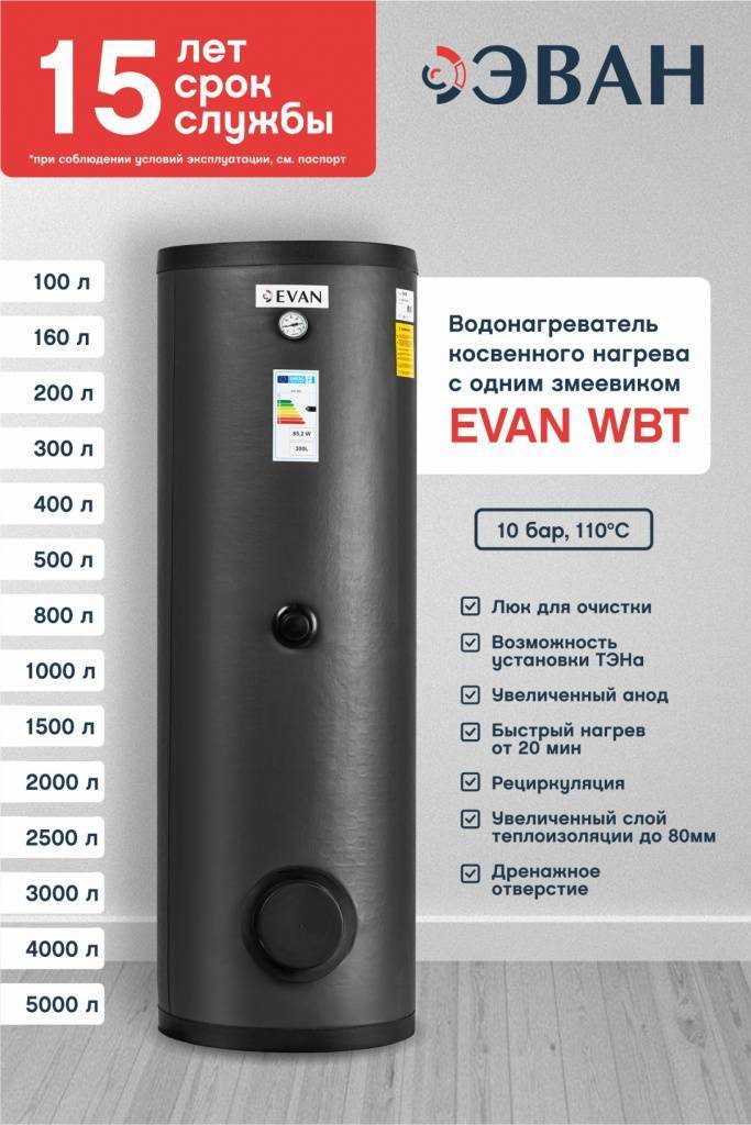 Бойлер косвенного нагрева EVAN WBT-HT-800 800 л А830016