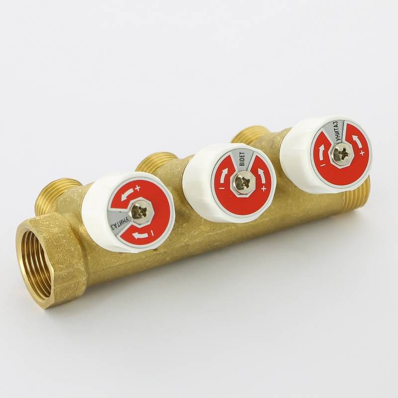 Коллектор с вентилями Uni-Fitt 3/4 3 выхода 1/2 40 мм 400G3230