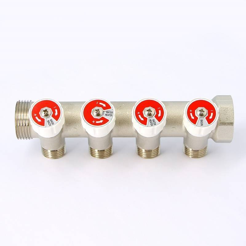 Коллектор никелированный Uni-Fitt 1 НВ 4 выхода 1/2 Н 40 мм 404N4240