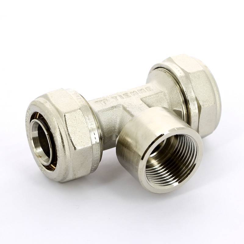 Тройник обжимной Tiemme никелированный 32х1х32 ВР 1600048