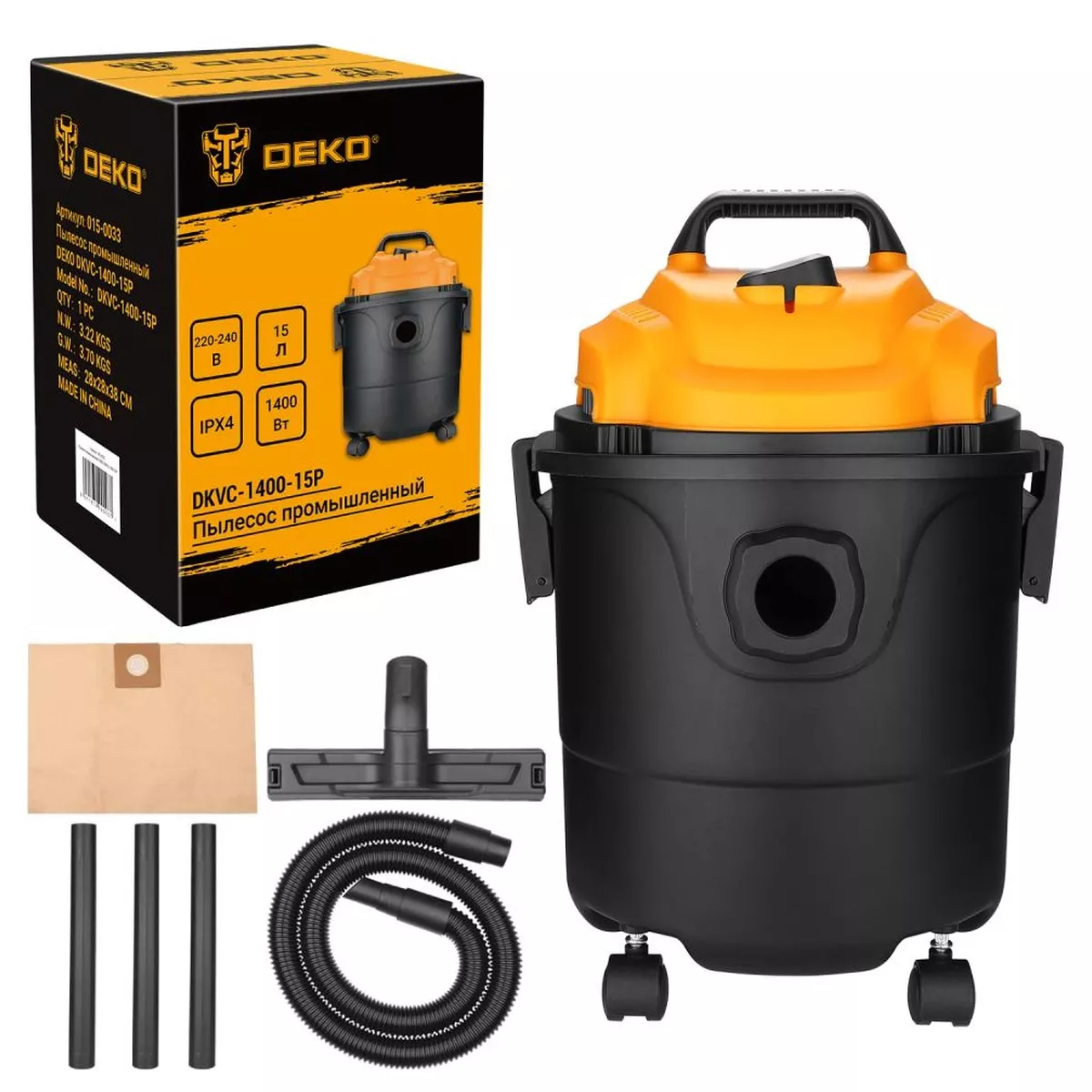 Пылесос строительный DEKO DKVC-1400-15P 1400 Вт 15 л DKVC-1400-15P