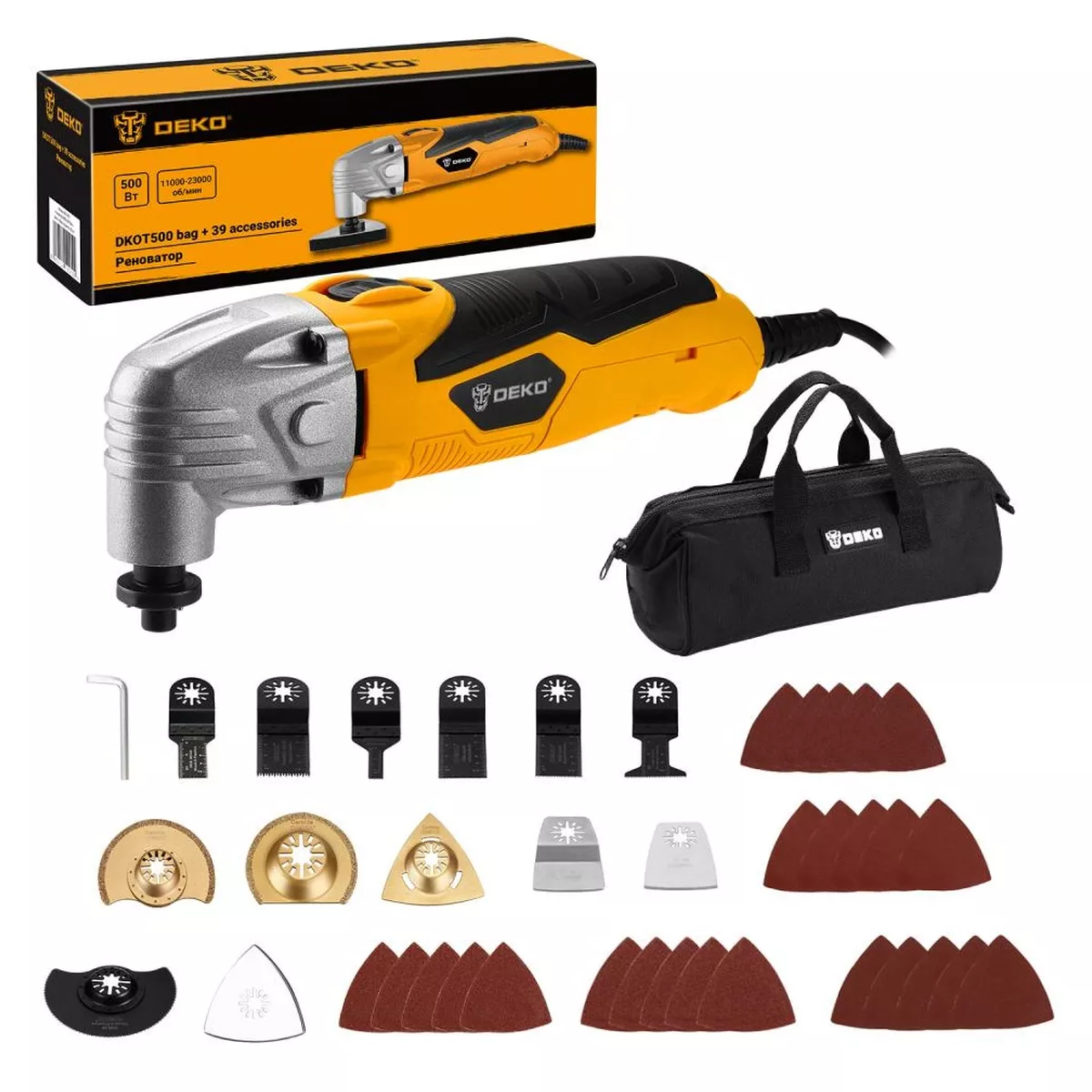 Реноватор сетевой Deko DKOT500 500 Вт набор 39 предметов в сумке 063-4111