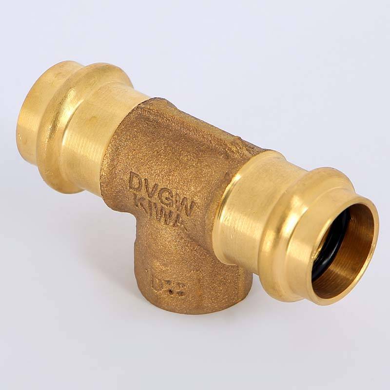 Тройник пресс-В Viega Sanpress 22х1/2х22 бронза 115944