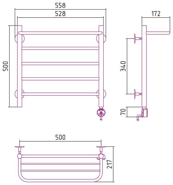 Полотенцесушитель электрический Стилье Формат 20 50x50 см без покрытия 00520-5050