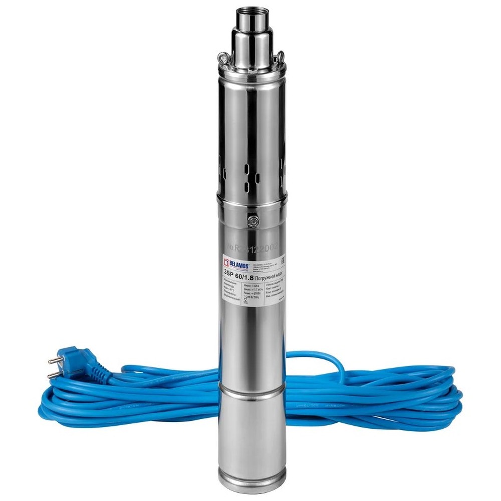 Насос скважинный винтовой BELAMOS 3SP60/1.8 кабель 15 м диаметр 75 мм 3SP60/1.8 (15м)