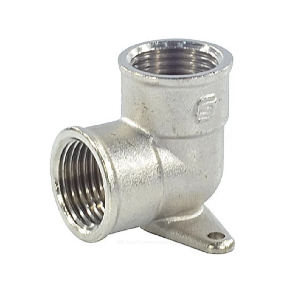 Угольник установочный латунный SantechSystems Ду15 ВР/ВР 2 отверстия никелированный 1726202