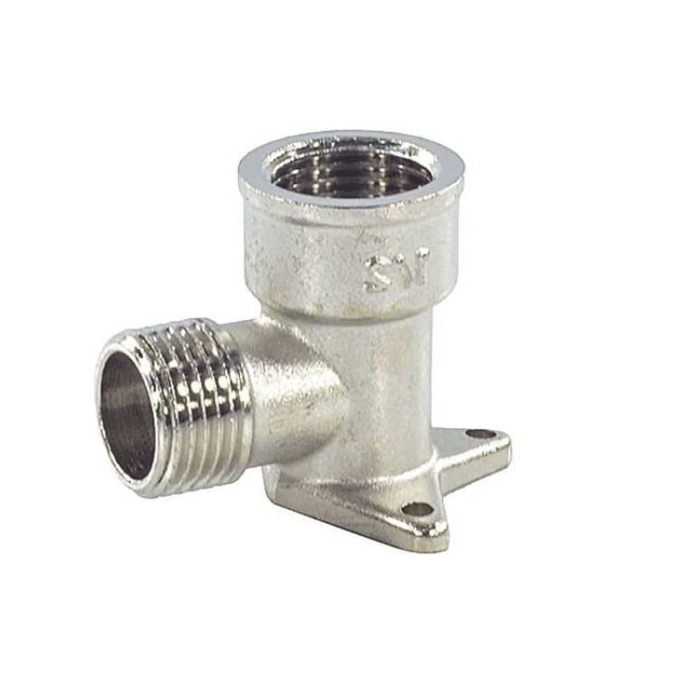 Угольник установочный латунный SantechSystems Ду15 ВР/НР 3 отверстия никелированный 1726203