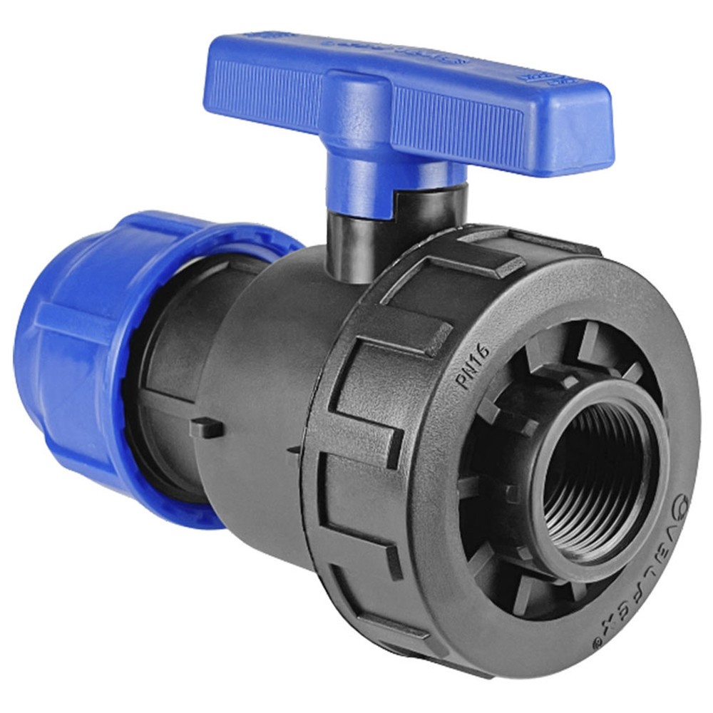 Кран шаровой ПНД компрессионный Valfex 63 мм х 2 ВР 1011906306