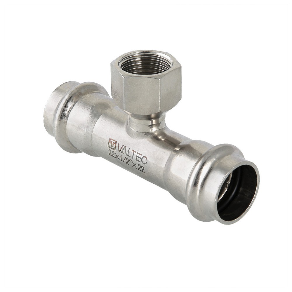 Тройник пресс из нержавеющей стали Valtec VTi.933.I 28x1/2 НР VTi.933.I.070407