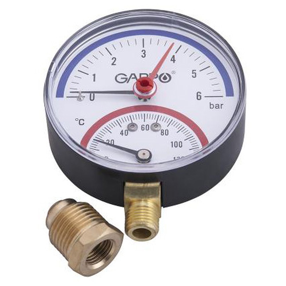 Термоманометр радиальный Gappo с автоматическим запорным клапаном 1/2 6 бар 1441532