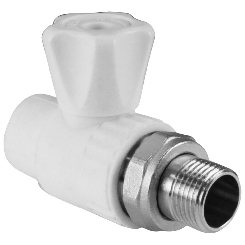 Кран шаровой радиаторный прямой Valfex PPR 20 мм х 1/2 белый 10103020