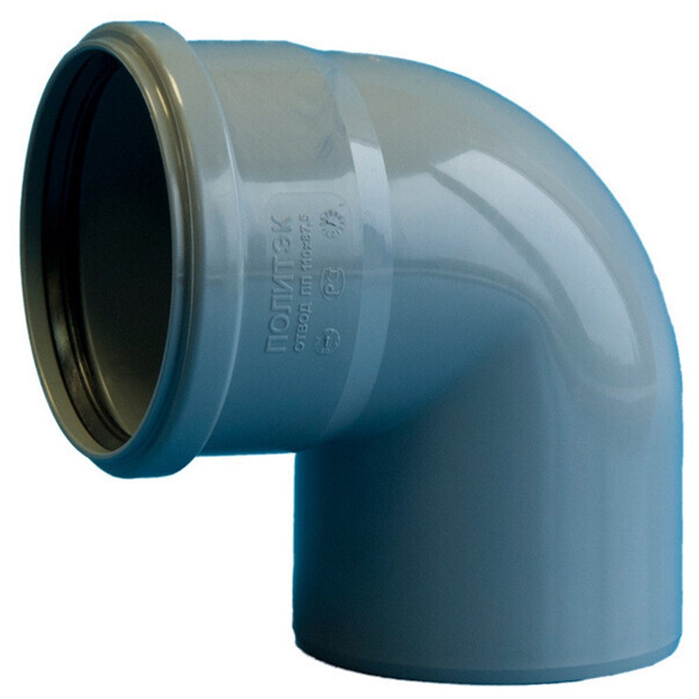 Отвод канализационный Политэк 110x87° с прямым выходом 50 мм серый 1108750