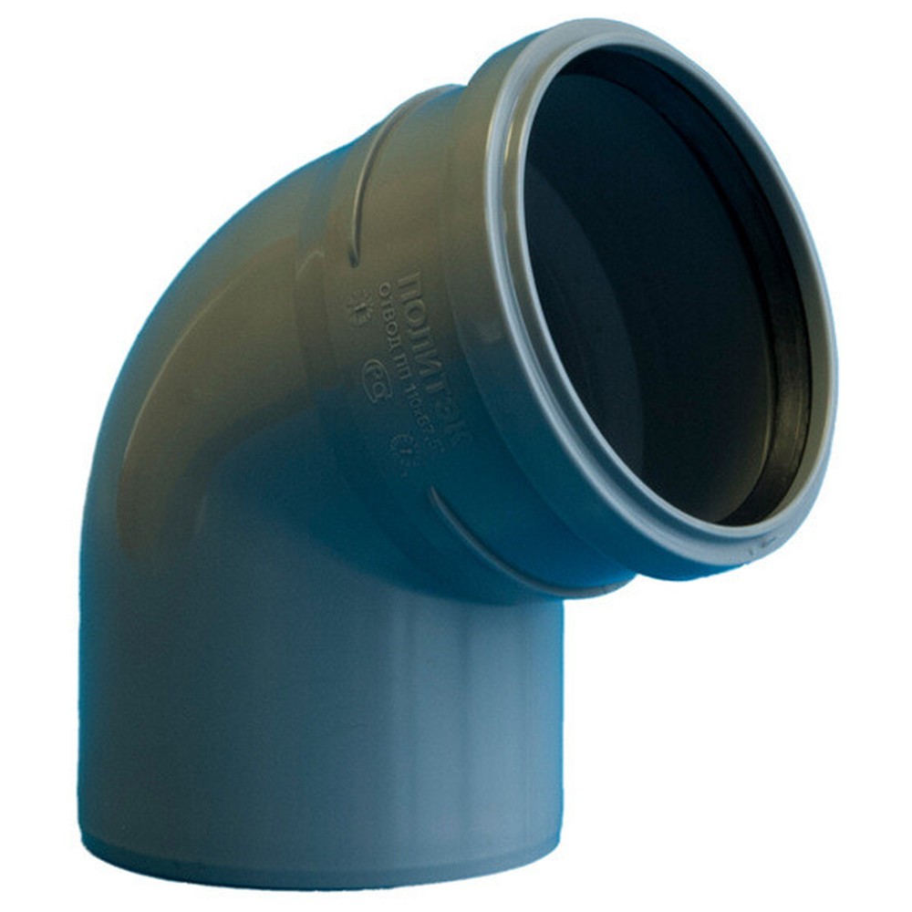 Отвод канализационный Политэк ПП 50x67° серый 11050067