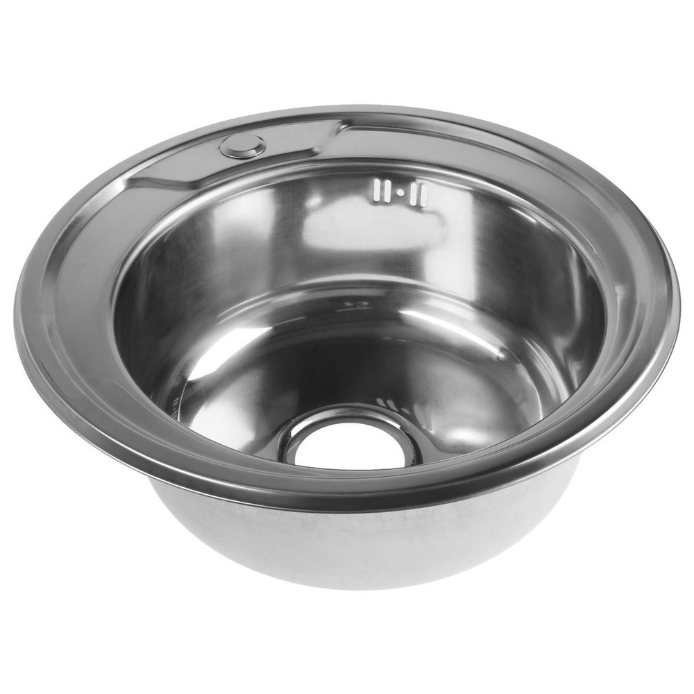 Мойка кухонная Jif врезная круглая нержавеющая сталь 0.8 мм 490x170 мм с сифоном НС-1656634