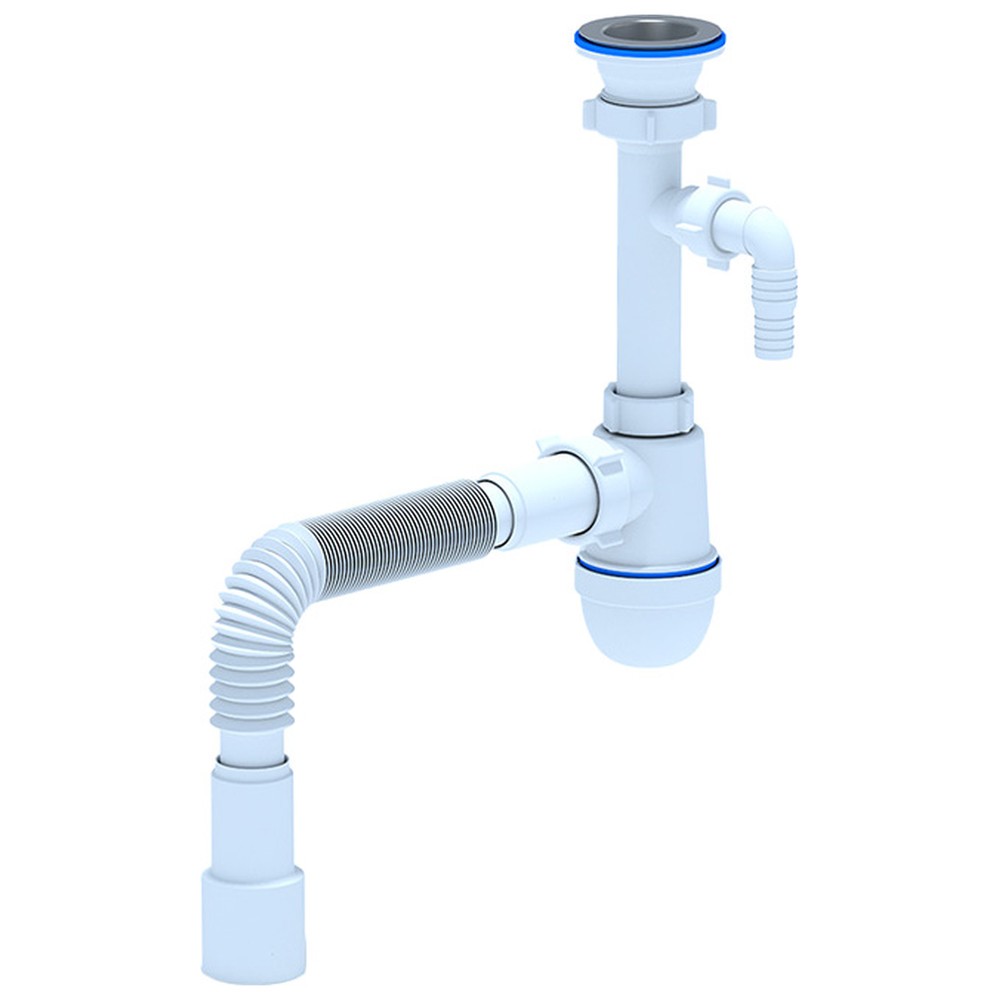 Сифон для мойки АНИ пласт C0315 бутылочный с отводом для стиральной машины C0315