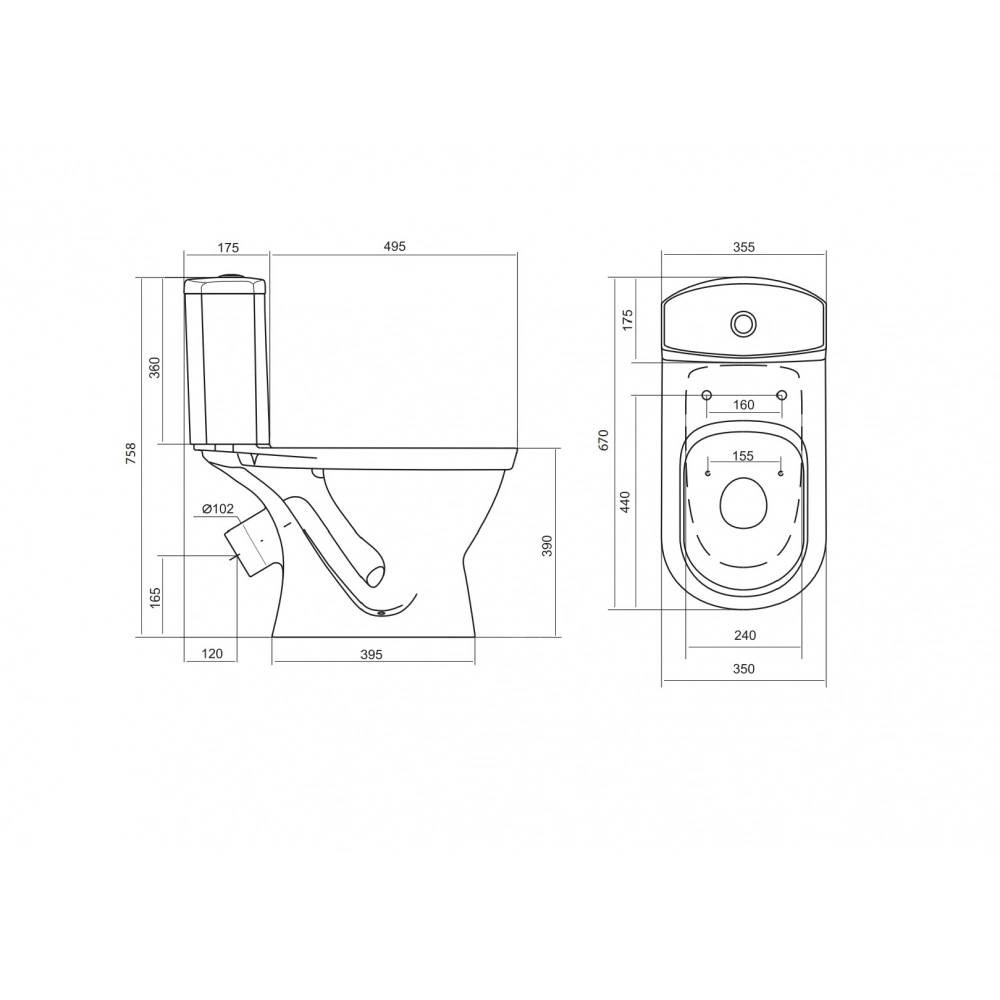 Унитаз-компакт Santek Алькор косой выпуск с сиденьем и бачком 1WH302196