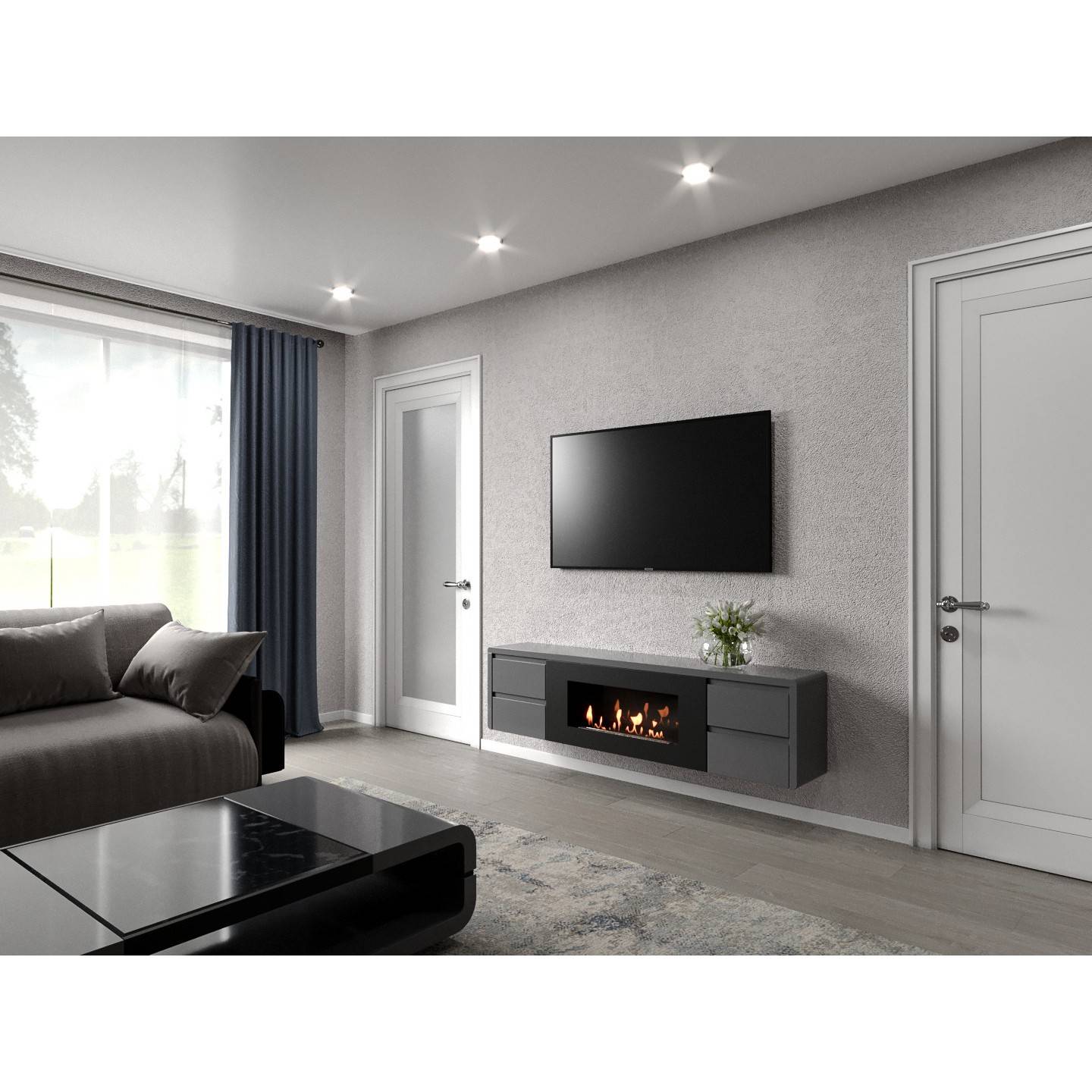 Тумба с биокамином Firelight BFP/P-1700 lux графит 1616366