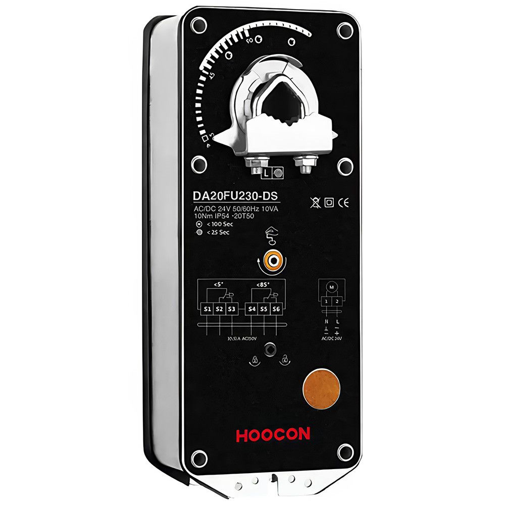 Электропривод с пружинным возвратом Hoocon DA20FU230-DS 20 Нм 230В с концевыми выключателями.