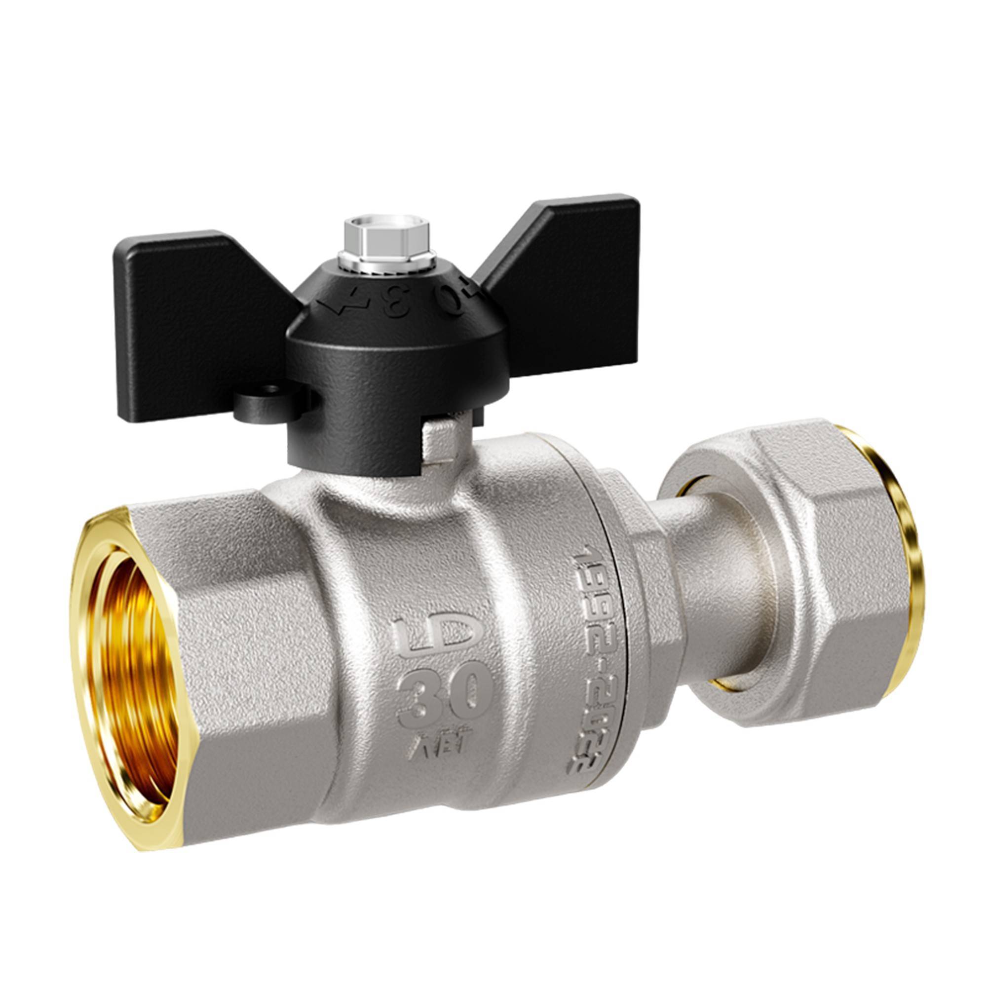 Кран шаровой латунный LD Pride 47.15.В-НкГк.Б Ду 15 Ру 40 с накидной гайкой бабочка 47.15.В-НкГк.Б