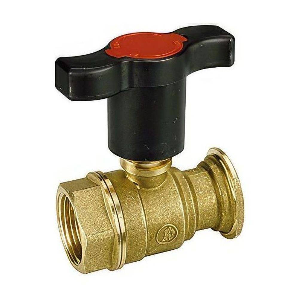 Кран шаровой Giacomini R285F 1 ВР x 1 1/2 для насоса с пластиковой ручкой-бабочкой R285FY001