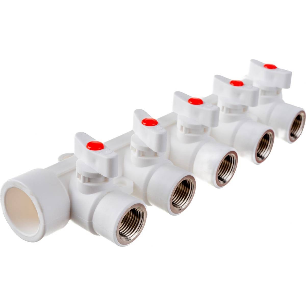 Коллектор полипропиленовый Lammin с шаровыми кранами 32х1/2 5 выходов 1160603