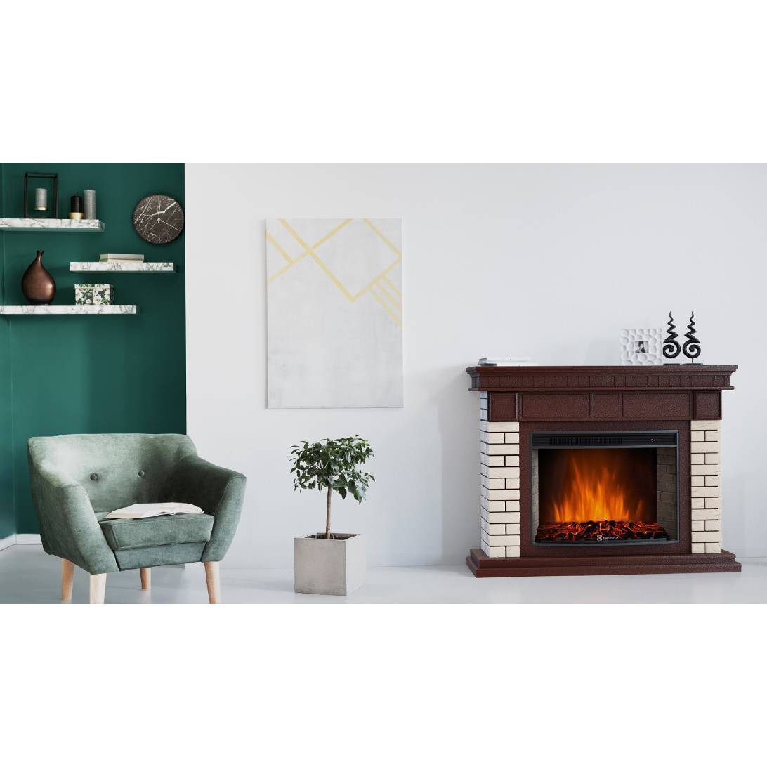 Каминокомплект Electrolux Bricks 25 камень бежевый шпон темный дуб с очагом EFP/P-2720RLS 1341177