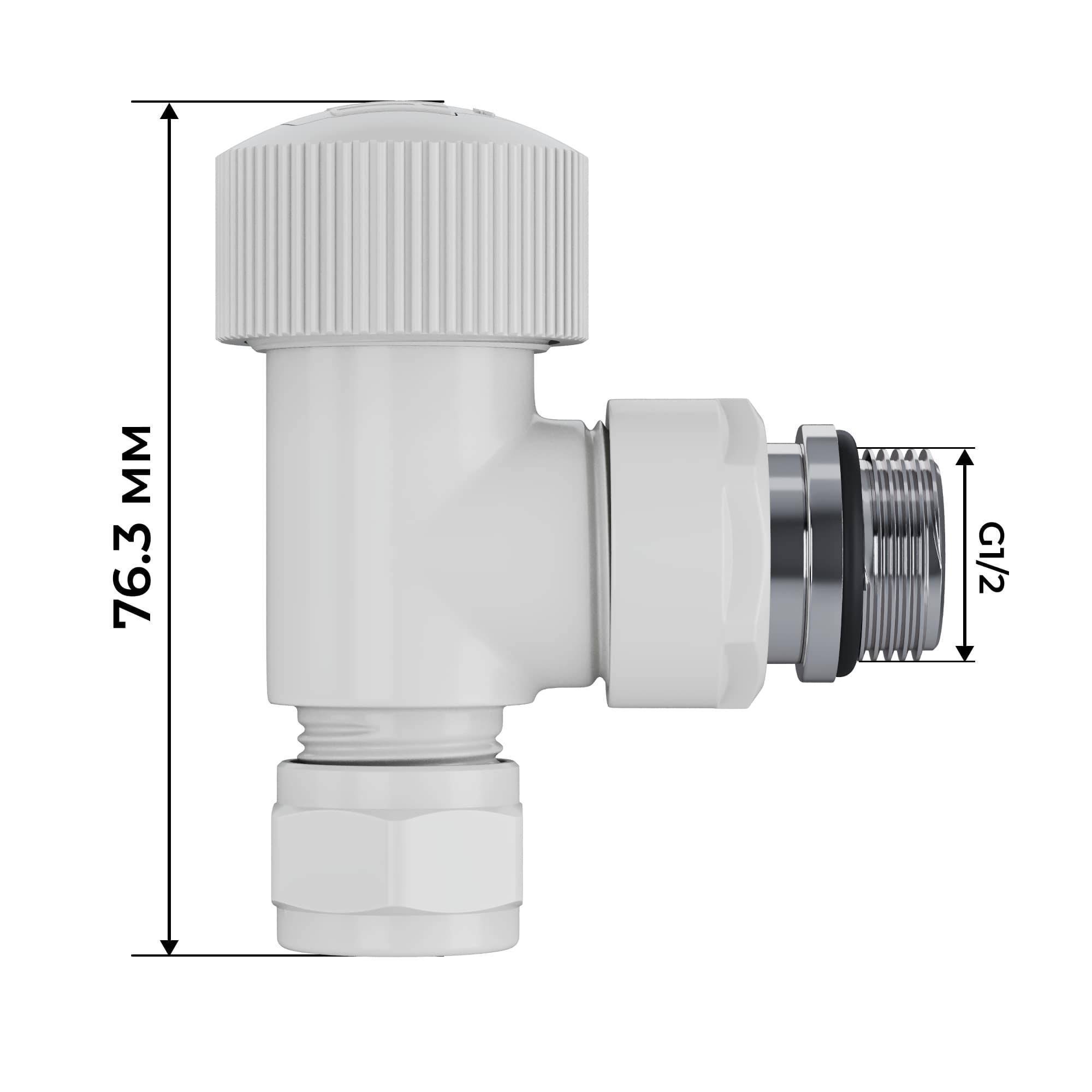 Набор термостатический угловой Royal Thermo Design Pro 15 мм M30x1.5 белый НС-1646648