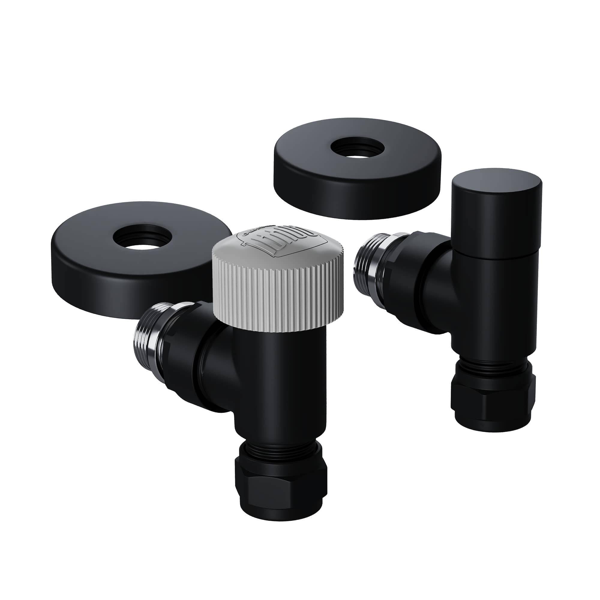 Набор термостатический угловой Royal Thermo Design Pro 15 мм M30x1.5 черный НС-1646650