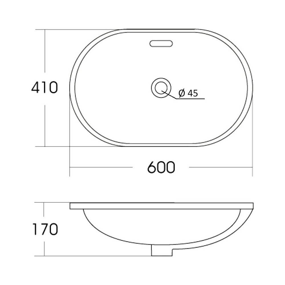 Раковина Orange B05-600W встраиваемая сверху санфарфор белый глянец B05-600W