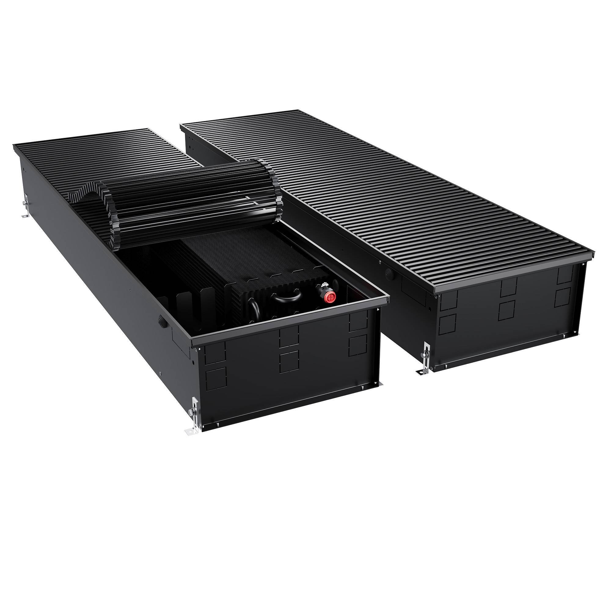 Конвектор внутрипольный Royal Thermo ATRIUM TURBO 190x400x1400 мм с вентилятором черный 1665786