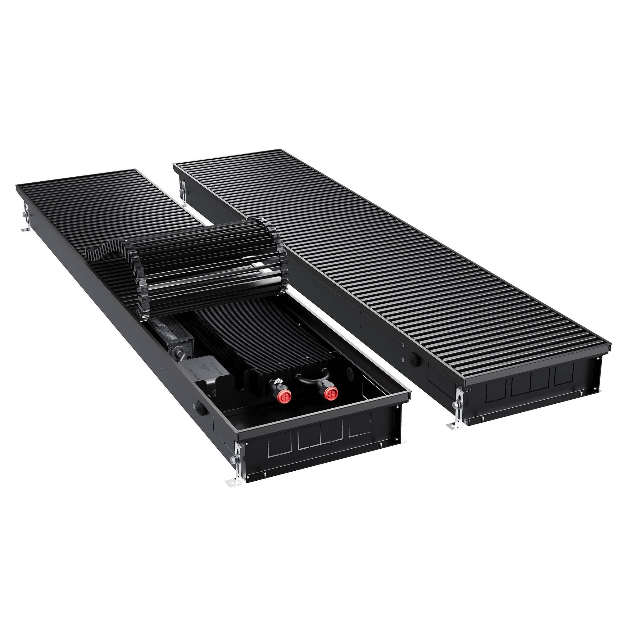 Конвектор внутрипольный инверторный Royal Thermo ATRIUM TURBO 90x300x2200 мм ATRIUM TURBO-90/300/2200-DG-U-BL