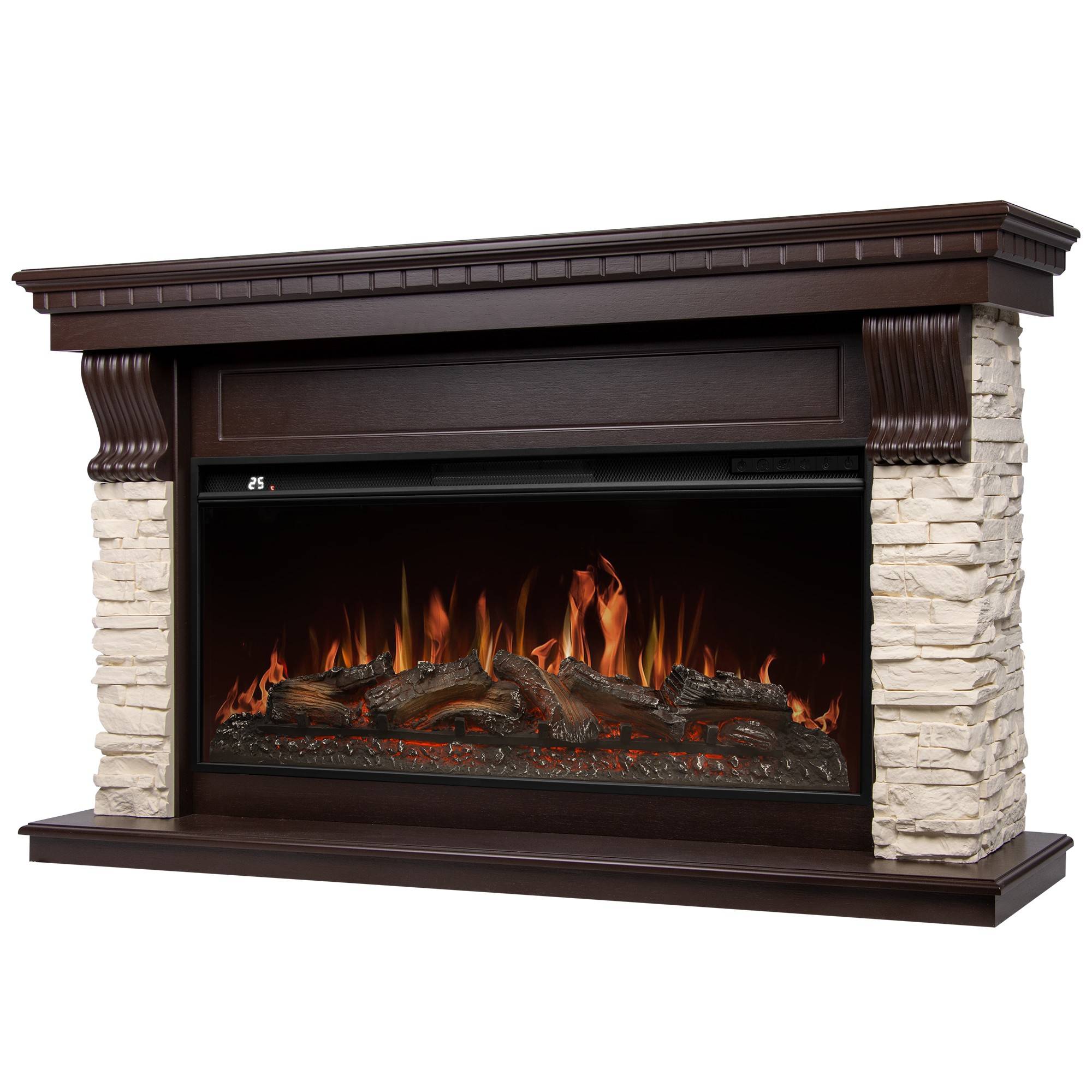 Портал для электрокамина Firelight Michigan 42/40/36 молочный камень темный дуб НС-1672690