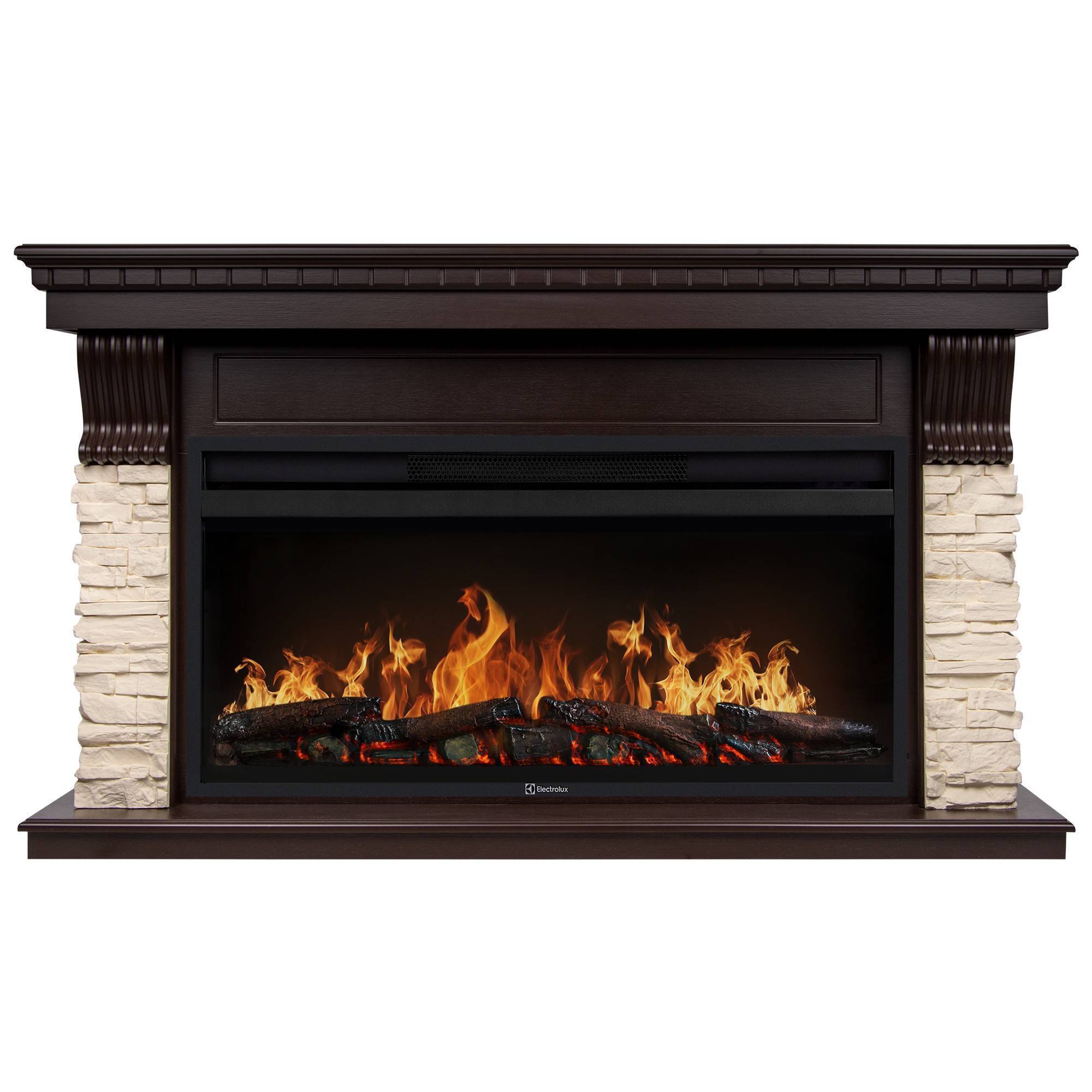 Портал для электрокамина Firelight Michigan 42/40/36 молочный камень темный дуб НС-1672690